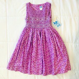 Luli & Me Tie Back Purple Floral Embroidered Dress